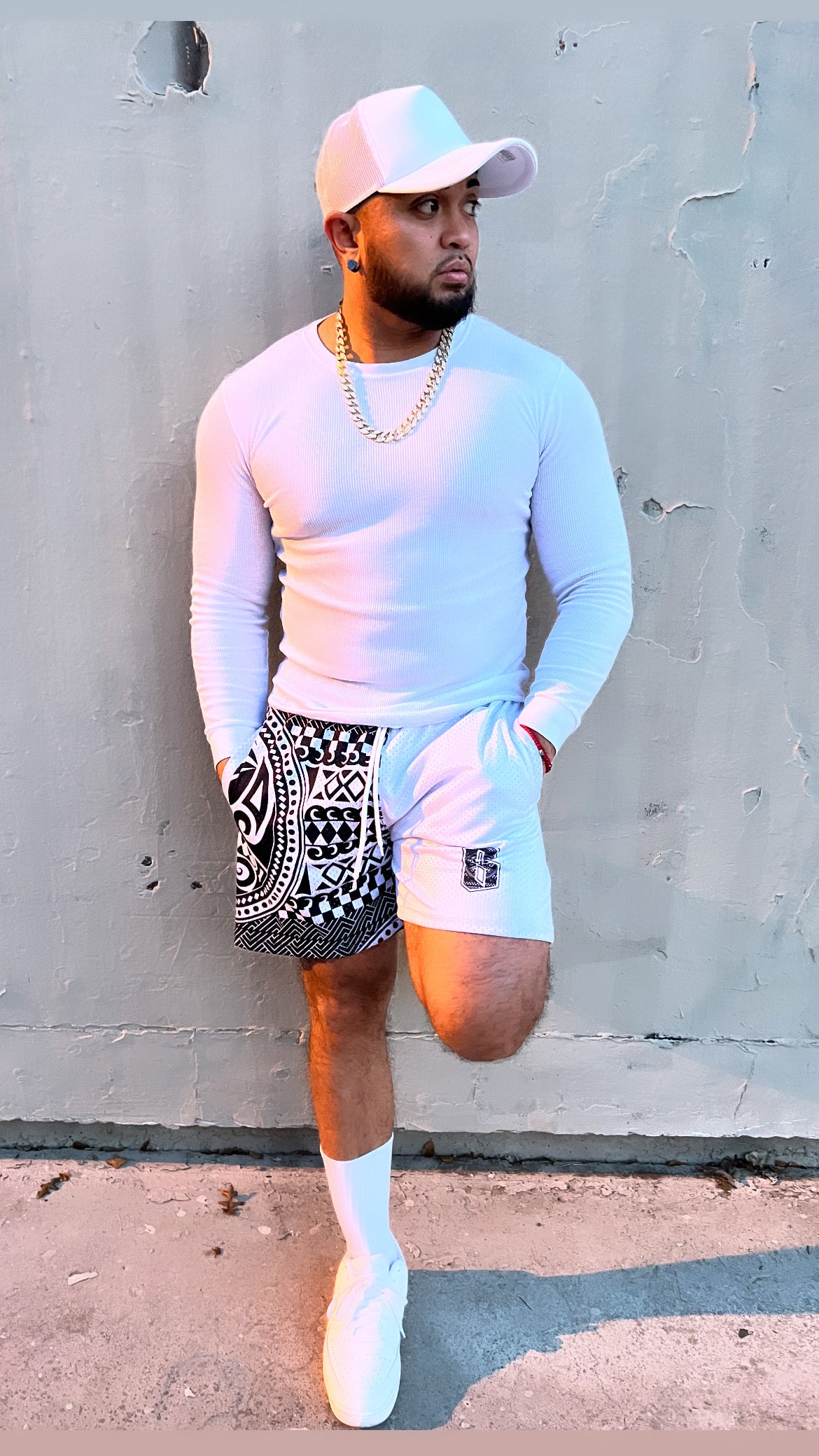 Tribal Design Mesh Shorts