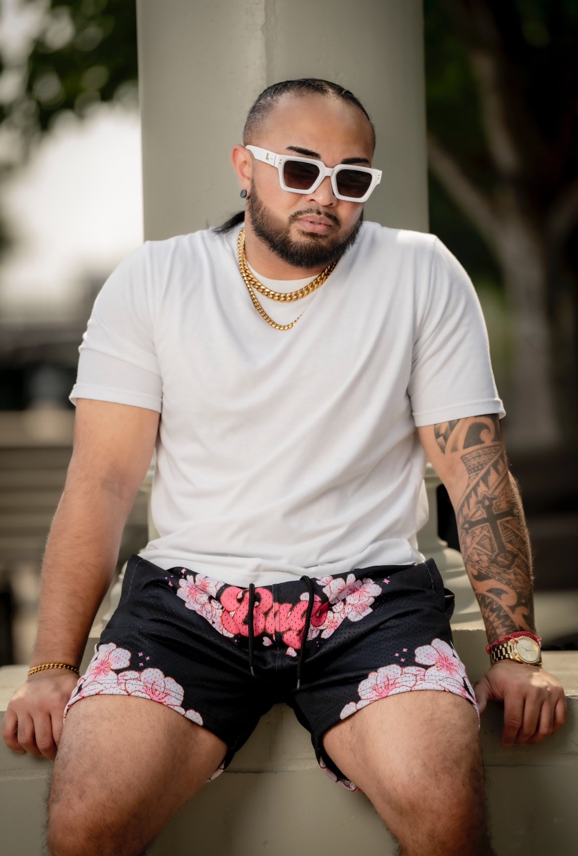 Cherry blossom- 7 inch seam shorts