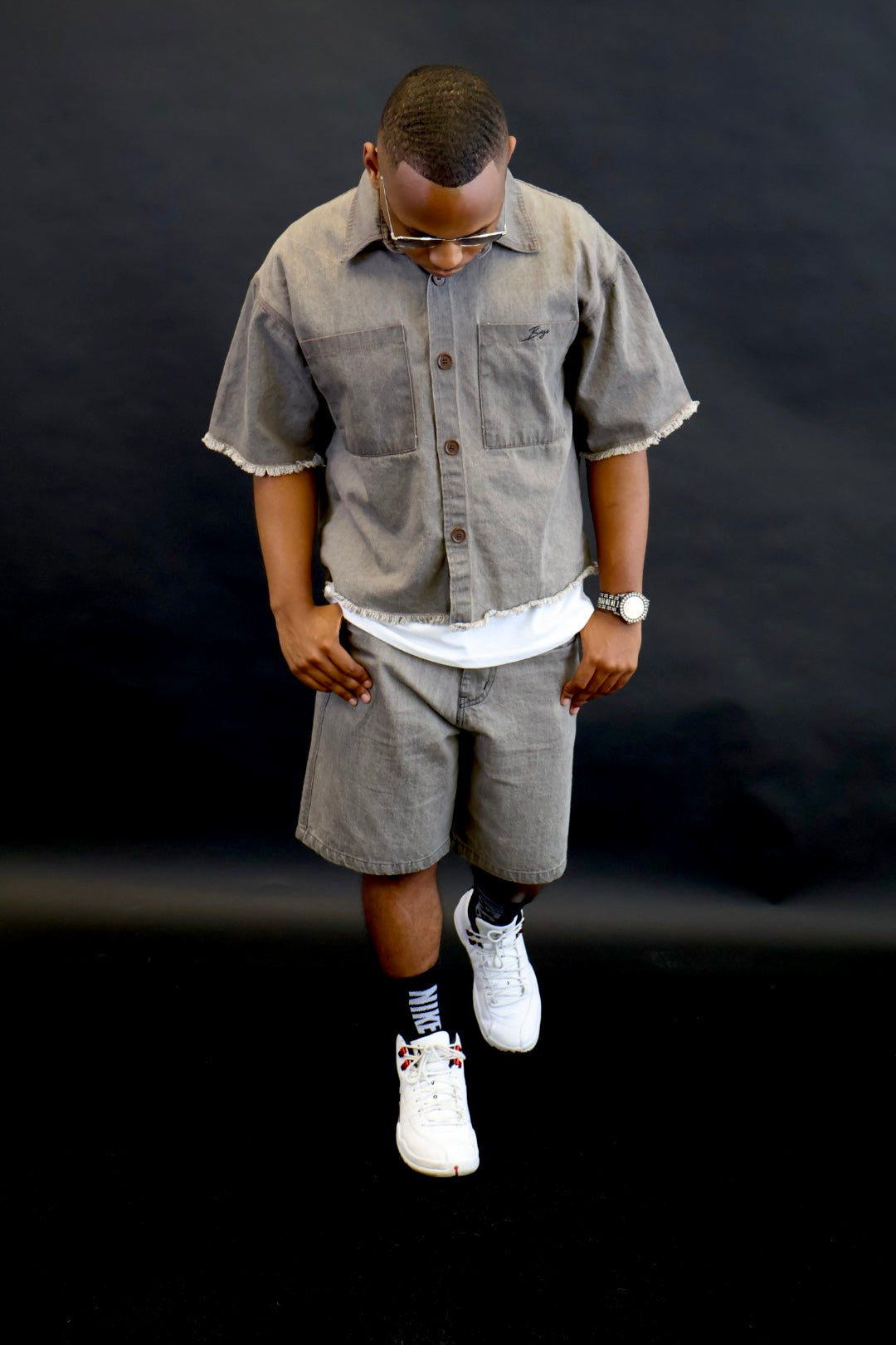 Box fit denim polo