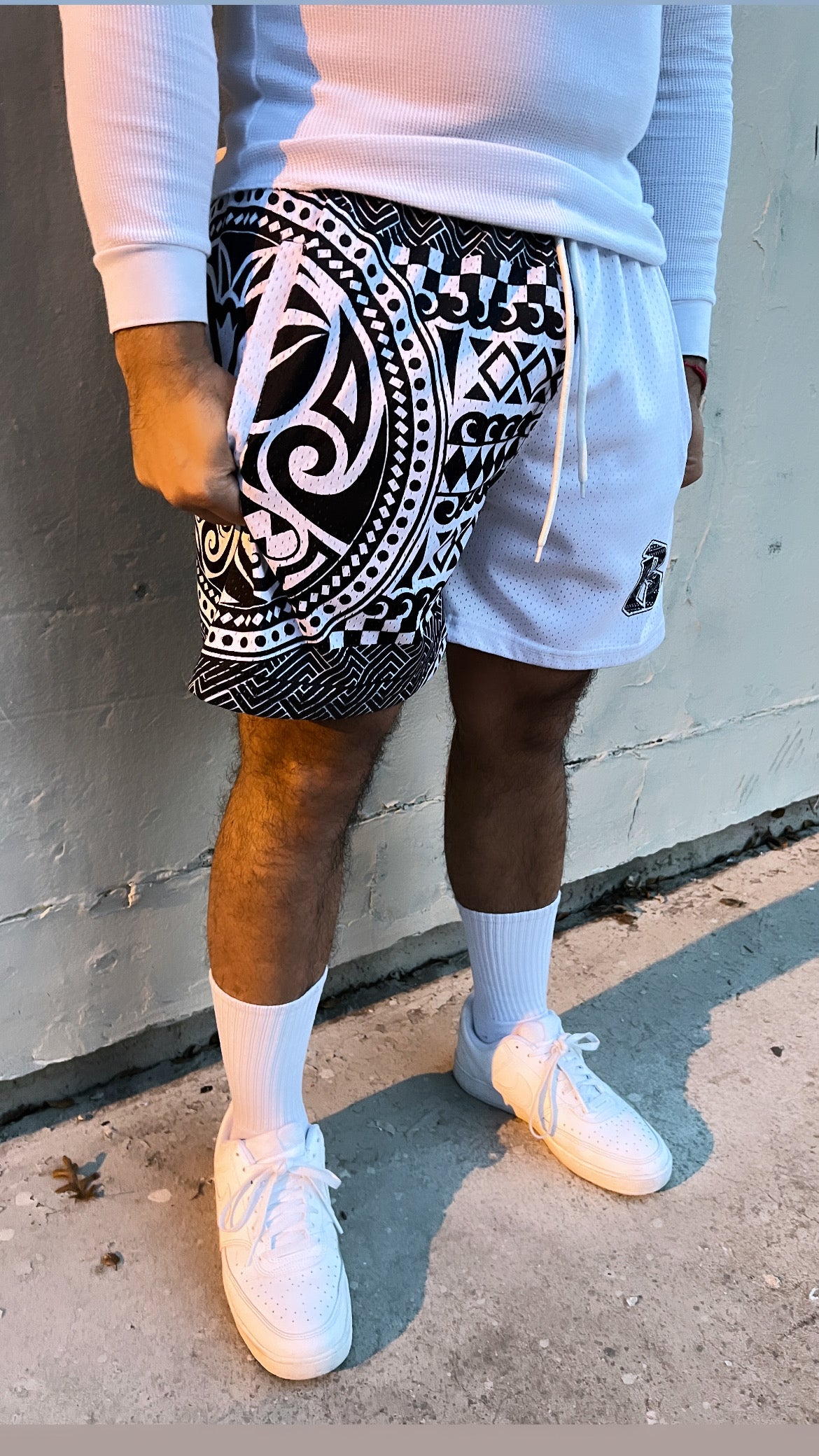 Tribal Design Mesh Shorts