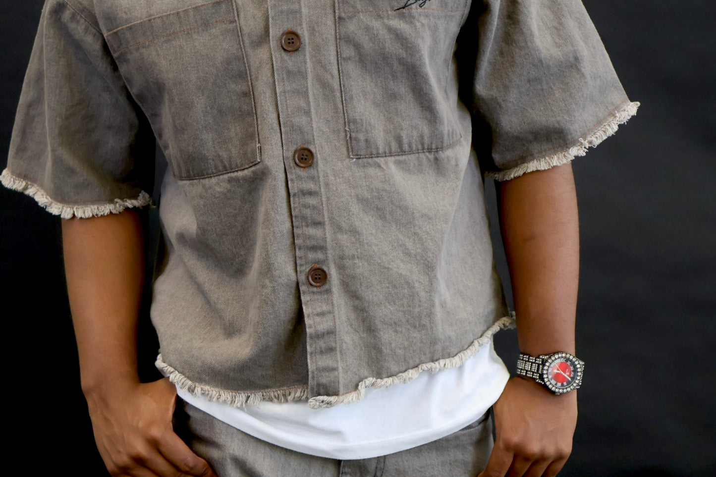 Box fit denim polo