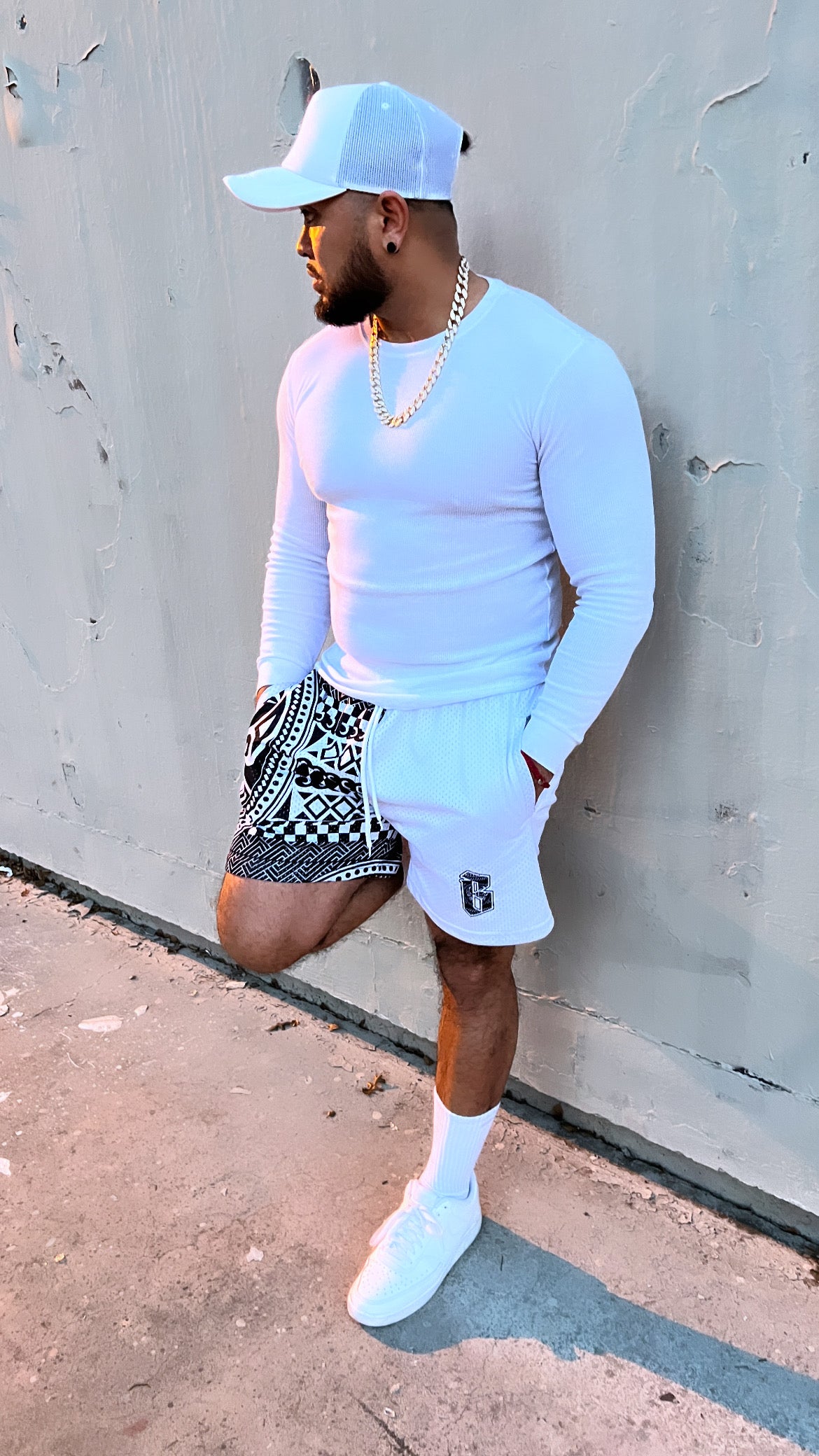 Tribal Design Mesh Shorts