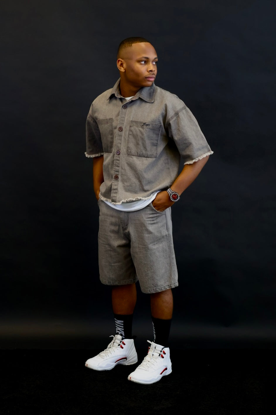 Box fit denim polo