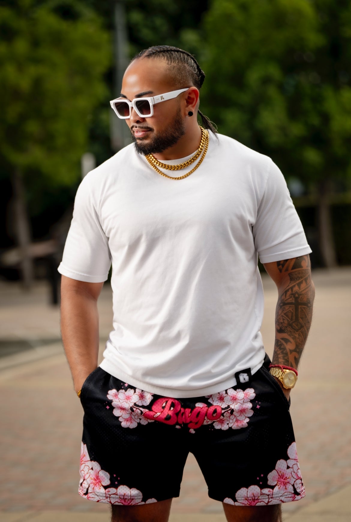 Cherry blossom- 7 inch seam shorts