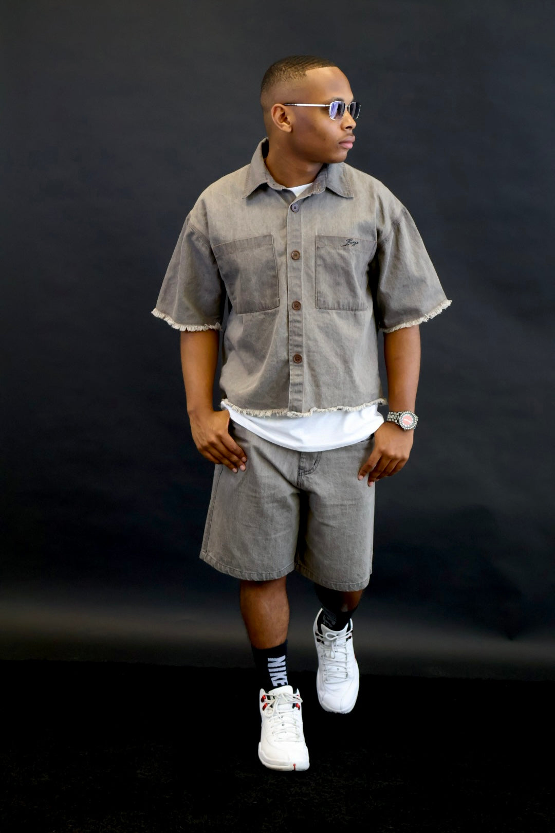 Box fit denim polo