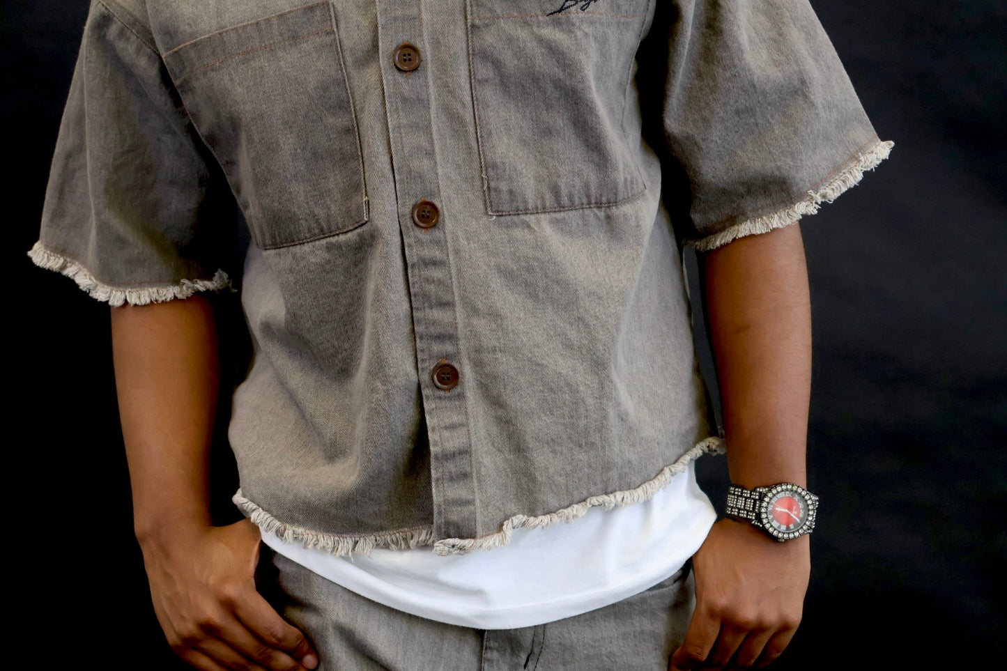 Box fit denim polo