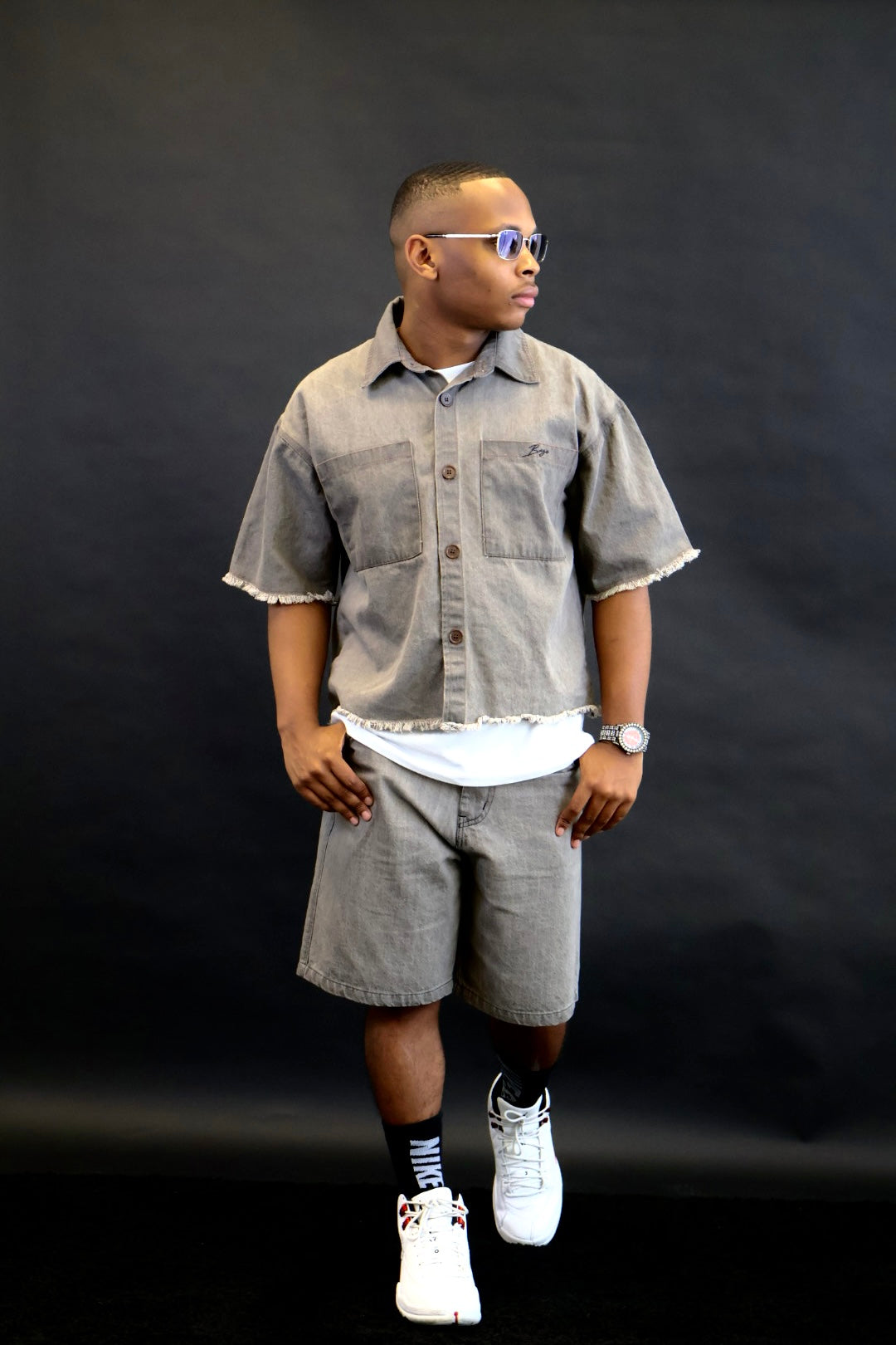Box fit denim polo