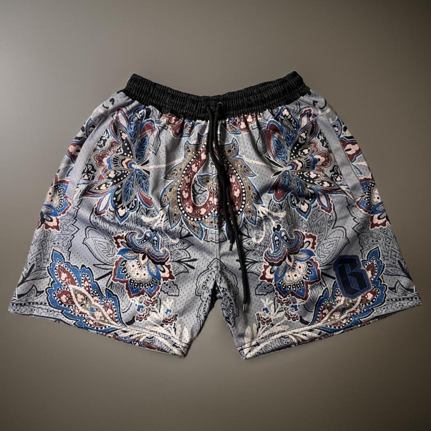 Colored Paisley- 7 inch seam shorts