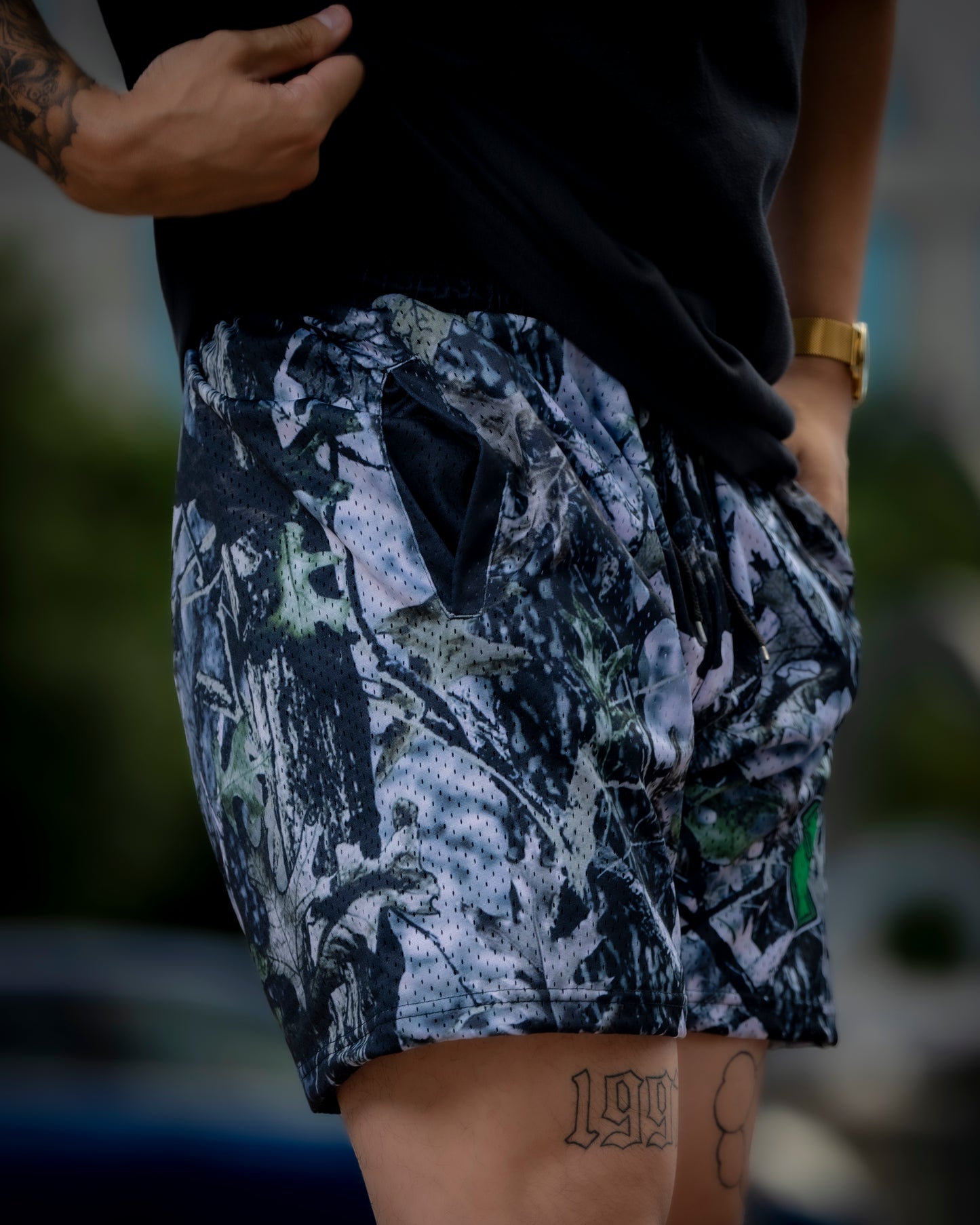 Camo design- 7 inch seam shorts