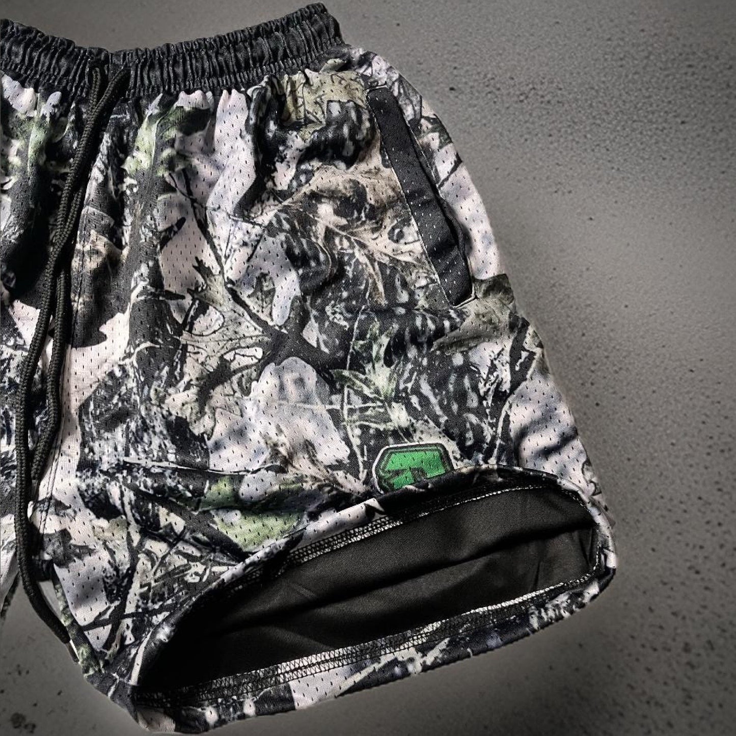 Camo design- 7 inch seam shorts