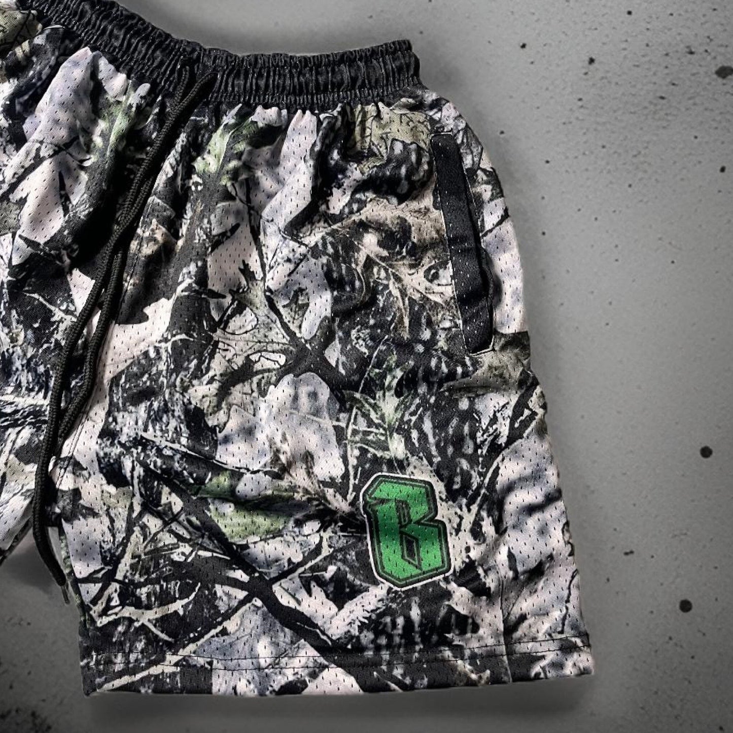 Camo design- 7 inch seam shorts