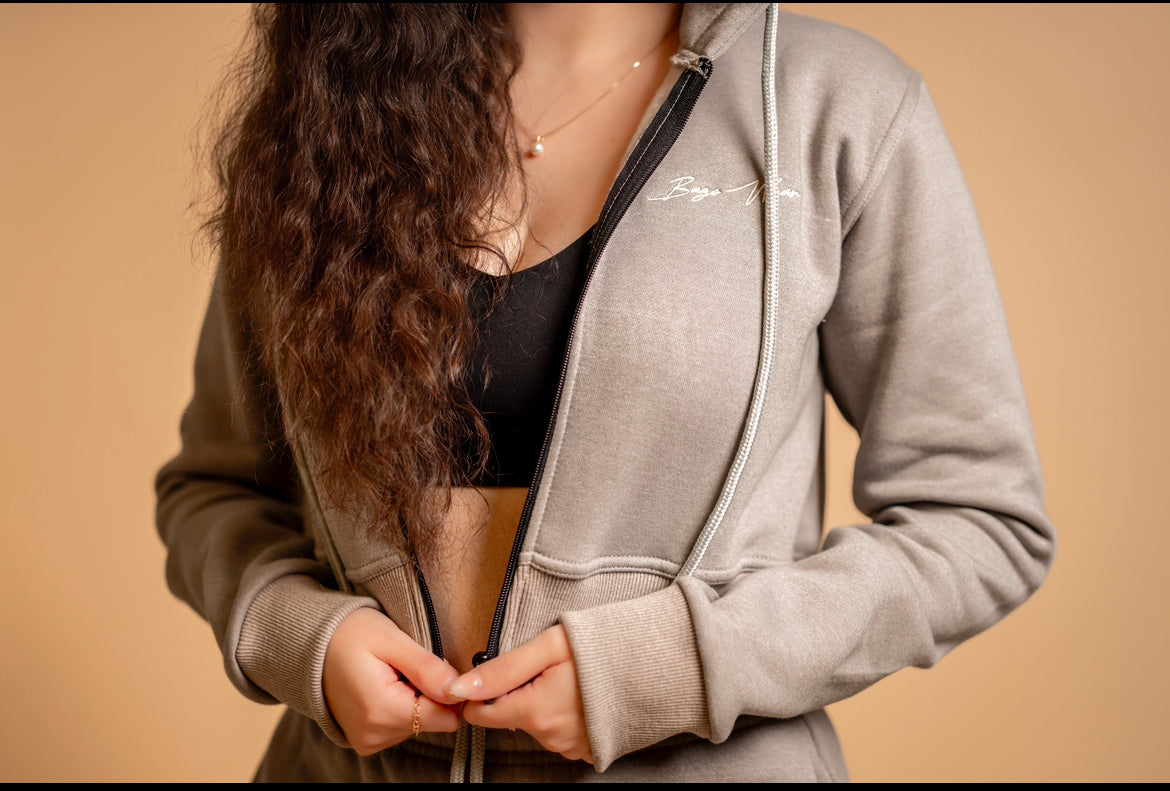 Fleece crop top hoodie