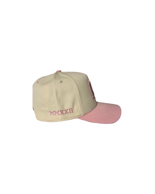 Snap back hat - Cream / Pink