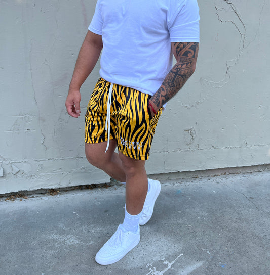 Yellow Tiger Design Shorts