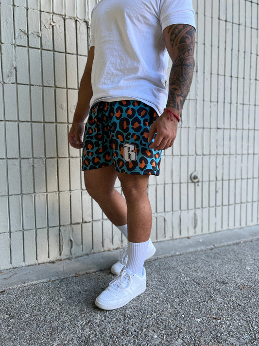 Blue Cheetah Design Shorts