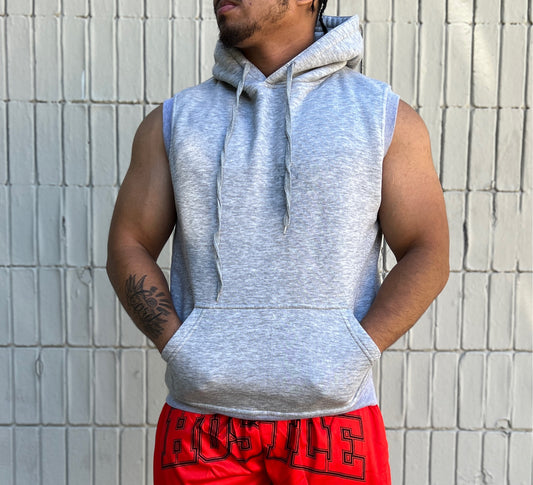 Grey sleeveless hoodie