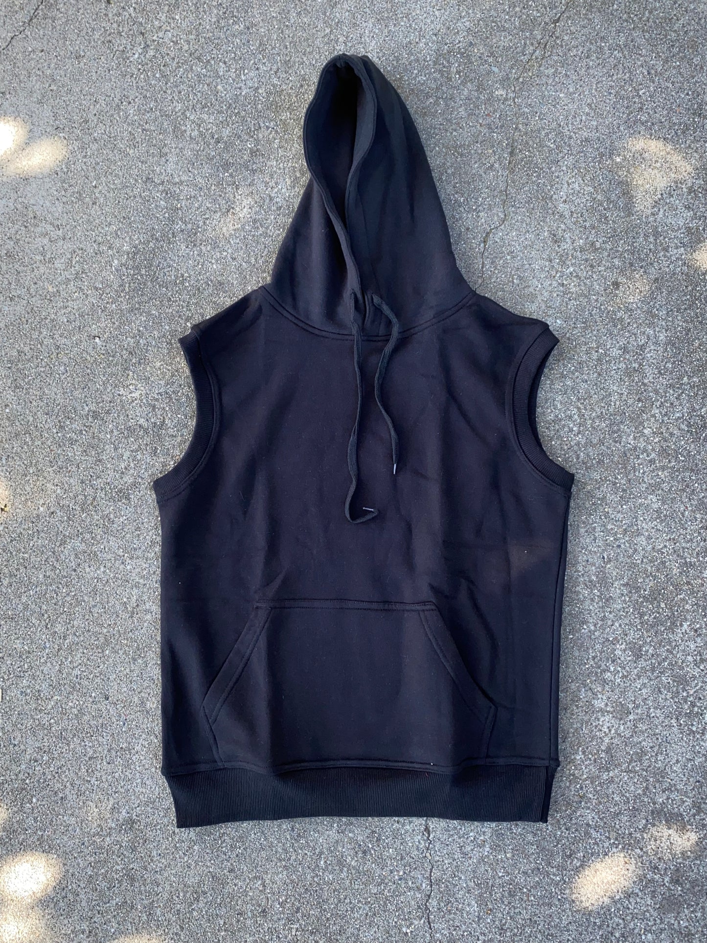 Black sleeveless hoodie